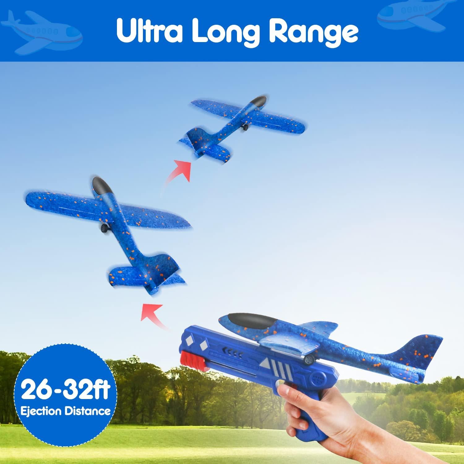 kizh, kizh 4 Pack Airplane Toy,14.5 Throwing Foam Plane, Dual Flight Mode Aeroplane Gliders Flying Aircraft Best Outdoor Sport Game Toys for Kids Children Boys Girls