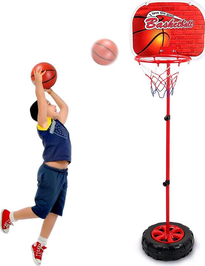 kramow, kramow Basketball Hoop Stand Set Height Adjustable Mini Basketball Goal Indoor/Outdoor Toys with Ball Net and Pump,Portable Basketball Shooting Training Game Gifts for Kids Boys Girls