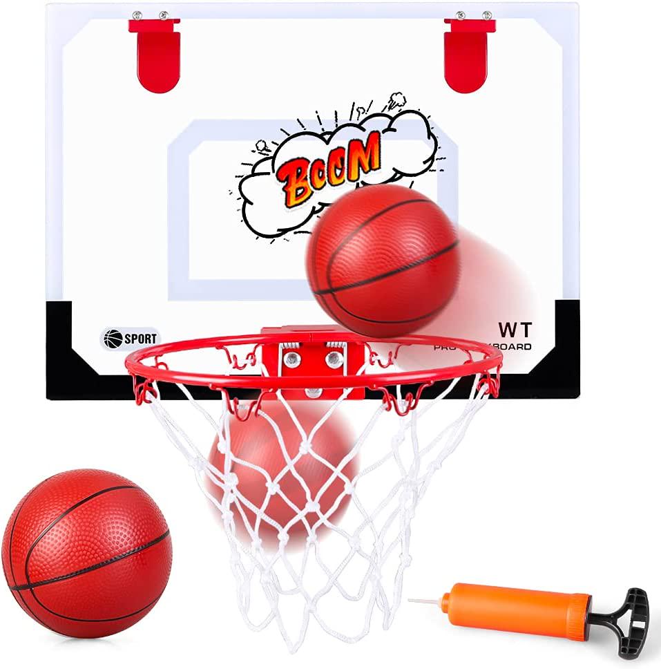 kramow, kramow Over The Door Mini Basketball Hoop, Wall Mounted Basketball Hoop Set with Ball and Pump, Indoor Basketball Toys Sports Active Gifts for Kids Boys Girls and Adults