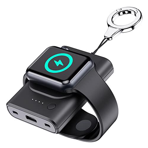 Unbranded, leQuiven Portable Apple Watch Charger for Apple Watch Series 7/6/5/4/3/2/1/SE, Apple Watch Power Bank, Magnetic Charger Keychain Charger, 1800mAh Apple Watch Series 7 Travel Charger