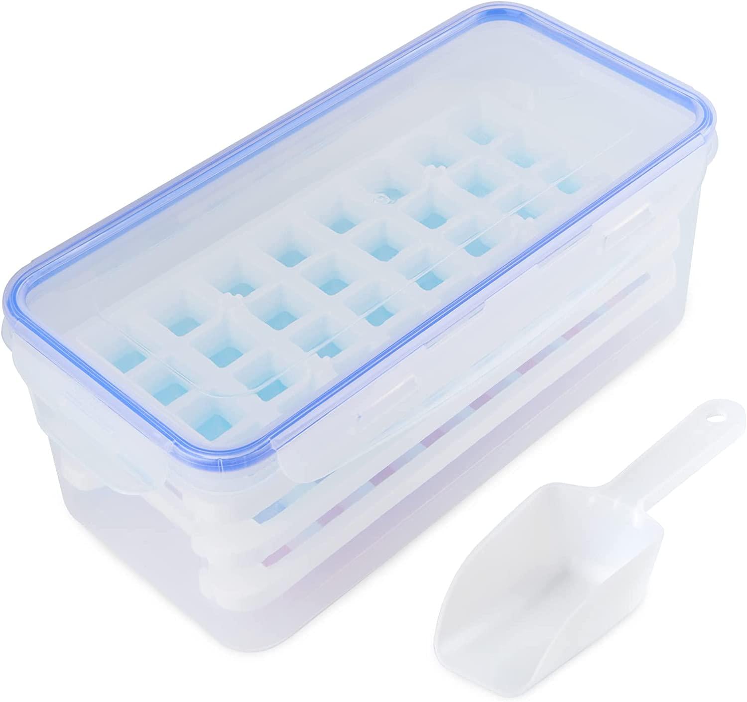 mafiti, mafiti 3 Packs Ice Cube Trays with Ice Shovel,Flexible 32-Ice Trays / 96 Small Ice Cubes with a Big Box with Lid for Save , for Whiskey , Cocktail Drinks Ice-Making for Home Use ,Parties