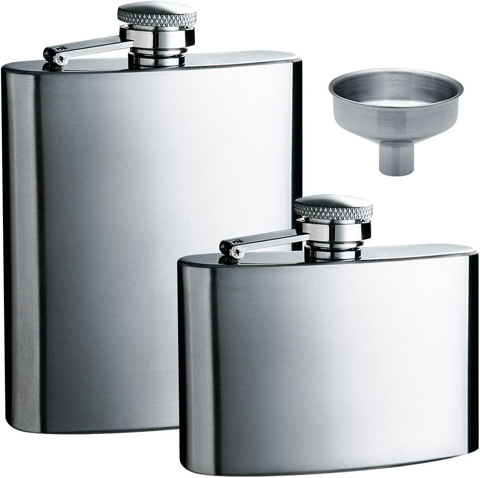 maxin, maxin 2 Pcs Stainless Steel Hip Flask Alcohol, Hip Flask 5oz and 8 oz with 1 Handy Funnel, Stainless Steel Leak Proof Liquor Hip Flasks with Funne for Storing Whiskey, Alcohol