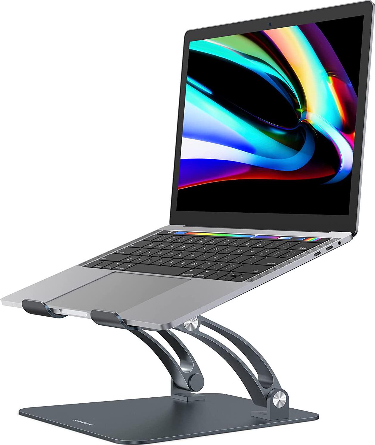 mbeat, mbeat Stage S6 Adjustable Elevated Laptop and MacBook Ergonomic Stand, Laptop Riser and Workstation in Space Grey Aluminium Design, Supports up to 17 inch Laptop