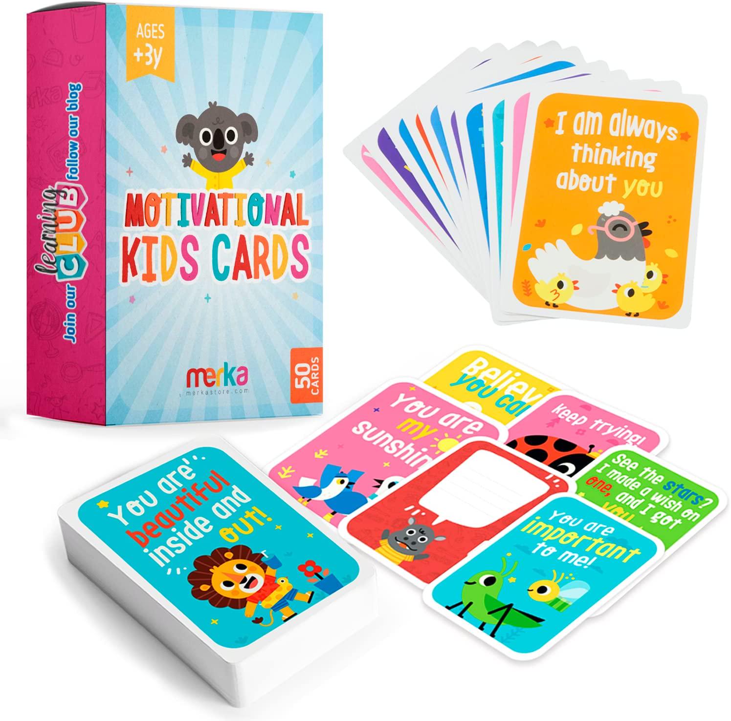 merka, merka Kids Lunch Box Notes Special Daily Quotes 50 Cards Motivational Flash Cards