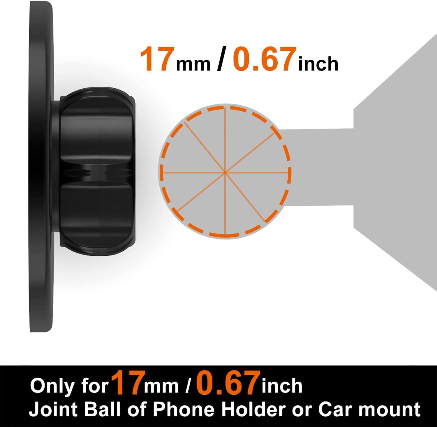 metisinno, metisinno MagSafe Compatible Car Mount Base for iPhone 13 12 Magnetic Accessories, Only for Diameter 17mm/0.67 inch Universal Joint Ball of Phone Holder or Car mount, Vent, Dashboard, Windshield &More