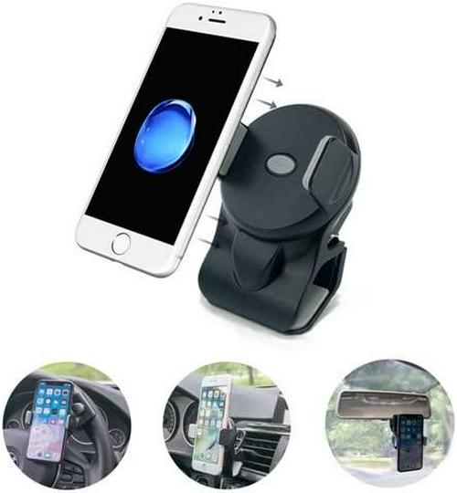 micagos, micagos Cell Phone Holder for Car, 3-in-1 Car Phone Holder, Air Vent Holder Steering Wheel Holder Rearview Mirror Mounting in Vehicle for Universal Smartphones and GPS-Black